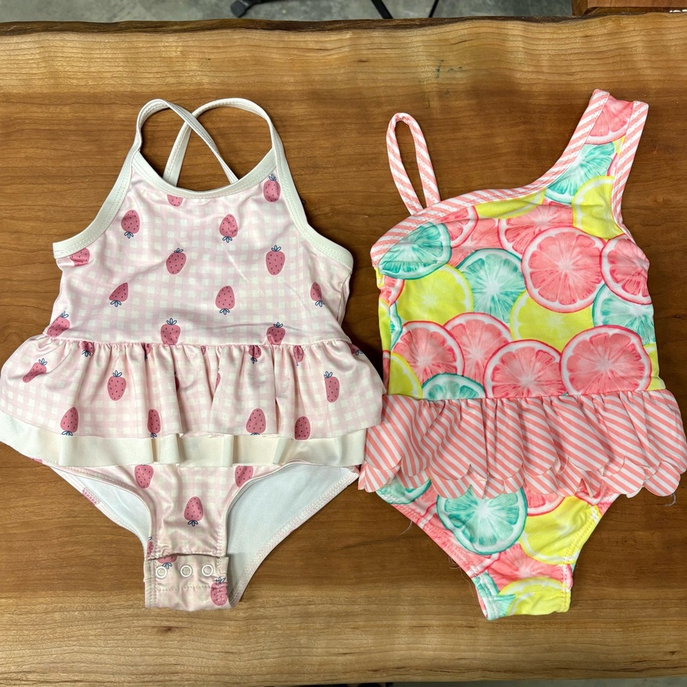 Cute Baby Swimsuit Set with Fruit and Strawberry Prints